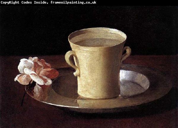 Francisco de Zurbaran Cup of Water and a Rose on a Silver Plate